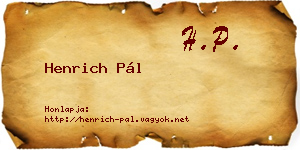 Henrich Pál névjegykártya